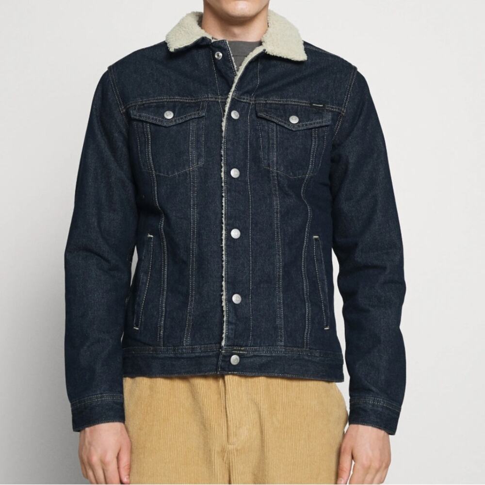 Jack & Jones Denim Sherpa Lined Trucker Utility Jean Jacket M tGorpcore Classic